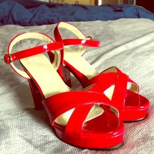 Red platform heels